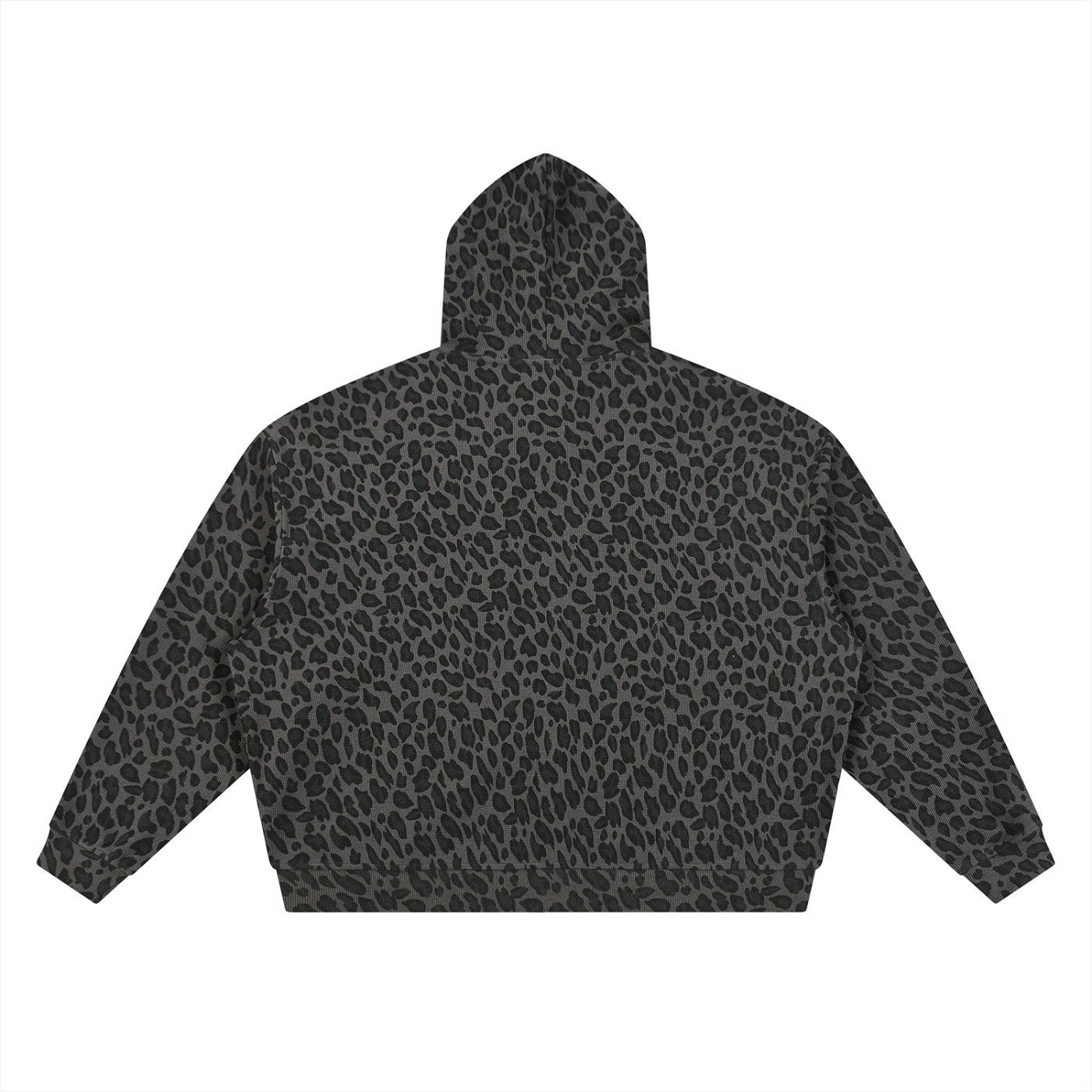 Leopard Print Waffle Full Zip Hoodie
