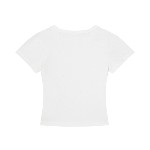 ELIQUEE Gold Lettering White Cropped T‑Shirt