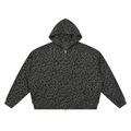 Leopard Print Waffle Full Zip Hoodie