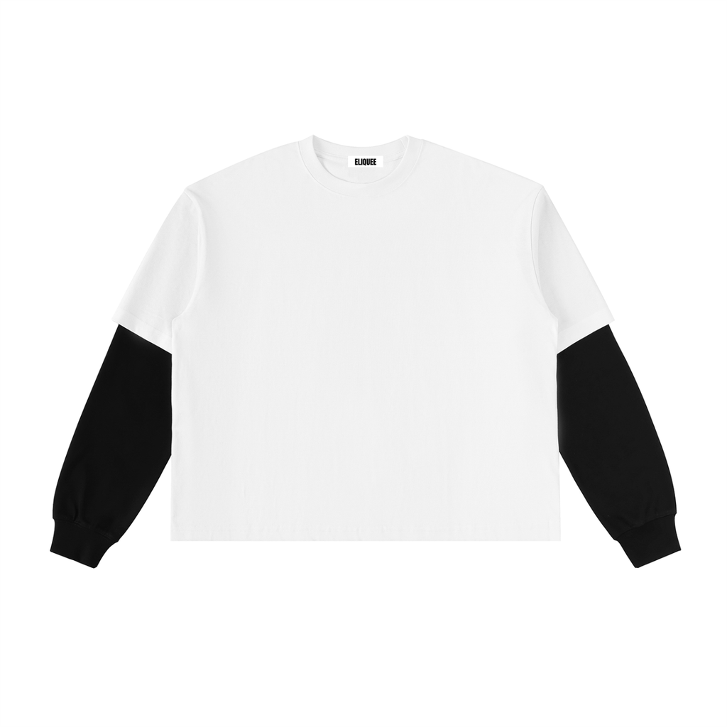 Layered Contrast Sleeve 100% Cotton T-Shirt